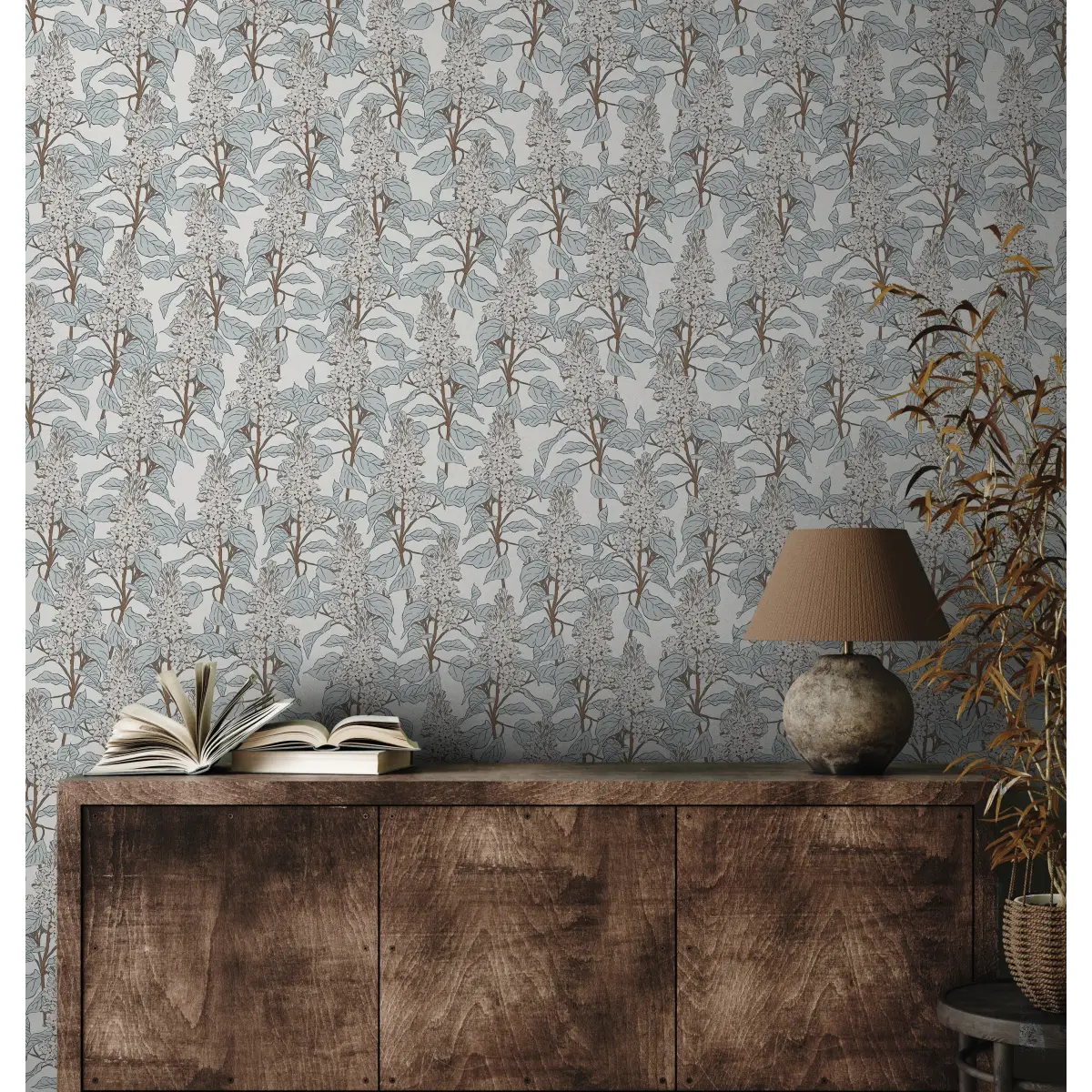 Lilac Wallpaper - Lilac Flower Line Drawings - by Brittany Polatis Design - Loomwell Home Goods