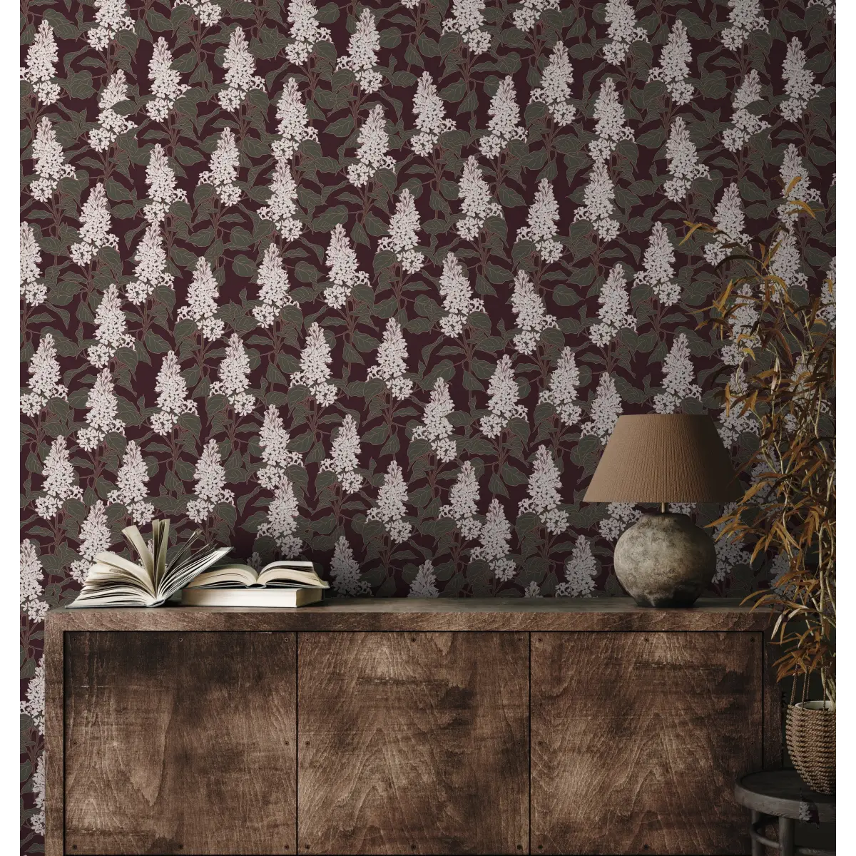 Lilac Wallpaper - Lilac Flower Line Drawings - by Brittany Polatis Design - Loomwell Home Goods