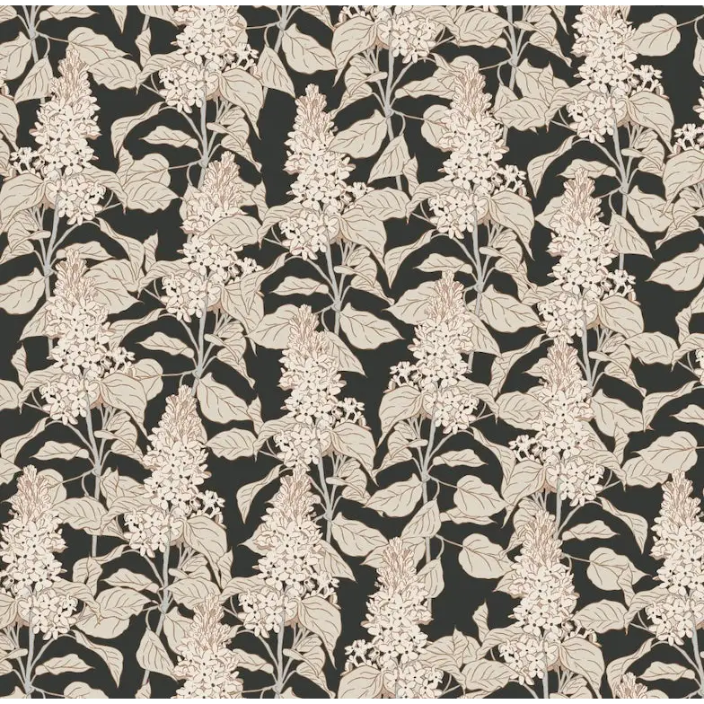 Lilac Wallpaper - Lilac Flower Line Drawings - by Brittany Polatis Design - Sample 1 foot by 1 foot / Charcoal