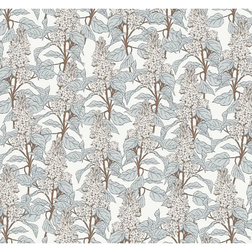 Lilac Wallpaper - Lilac Flower Line Drawings - by Brittany Polatis Design - Sample 1 foot by 1 foot / Light Blue