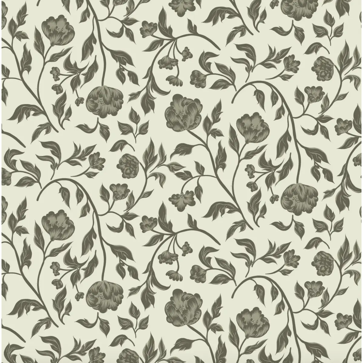Lillian Wallpaper - Traditional Floral - by Ali Anni - Sample 1 foot by 1 foot / Green - Loomwell Home Goods