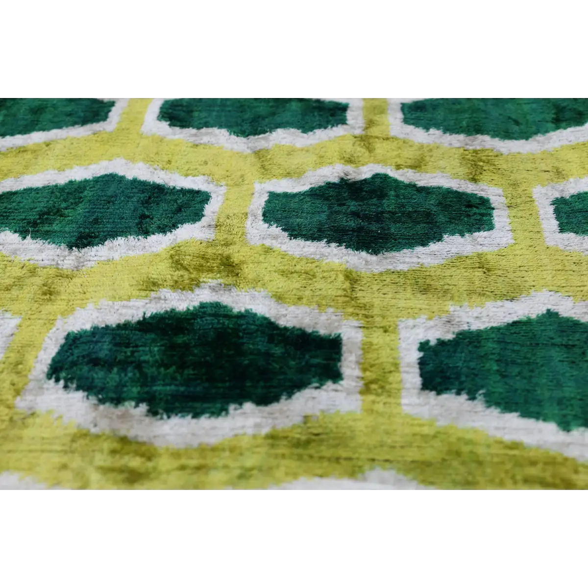 Lime & Emerald Honeycomb Silk Velvet Pillow - 20’’ x 20’’ - Canvello