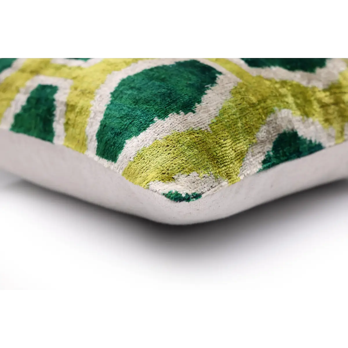 Lime & Emerald Honeycomb Silk Velvet Pillow - 20’’ x 20’’ - Canvello