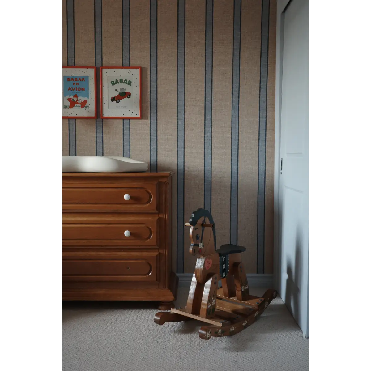 Lincoln Wallpaper - Yellow and Blue Textured Stripes - Loomwell Home Goods