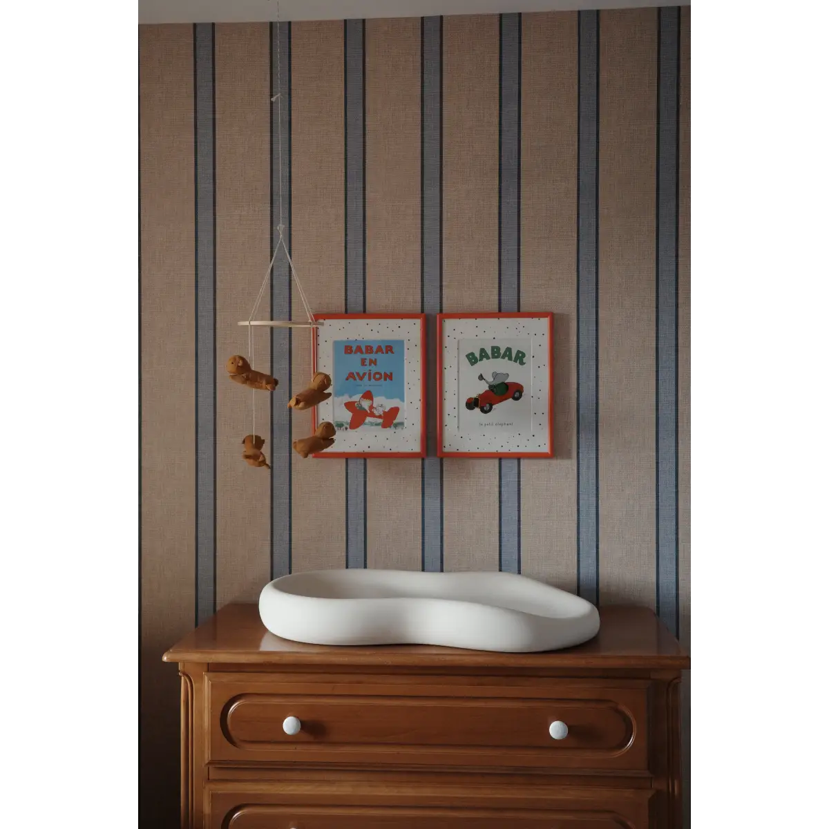 Lincoln Wallpaper - Yellow and Blue Textured Stripes - Loomwell Home Goods