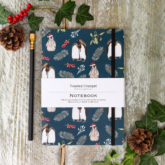 Lined Notebook - Christmas Penguins - Toasted Crumpet (US Duties Paid)