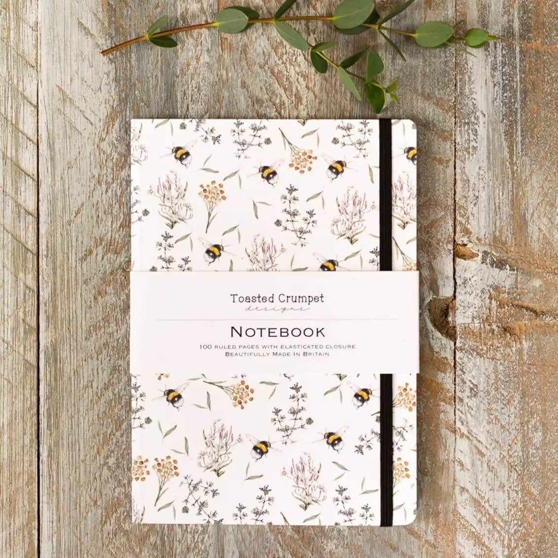 Lined Notebook Journal - Bees & Honeysuckle - Toasted Crumpet (US Duties Paid)