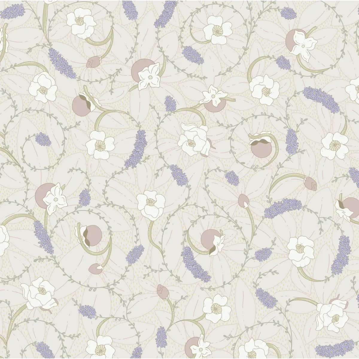 Linnea Wallpaper - Swirling Flowers - by Grateful Artsy Soul - Sample 1 foot by 1 foot / Blush - Loomwell Home Goods