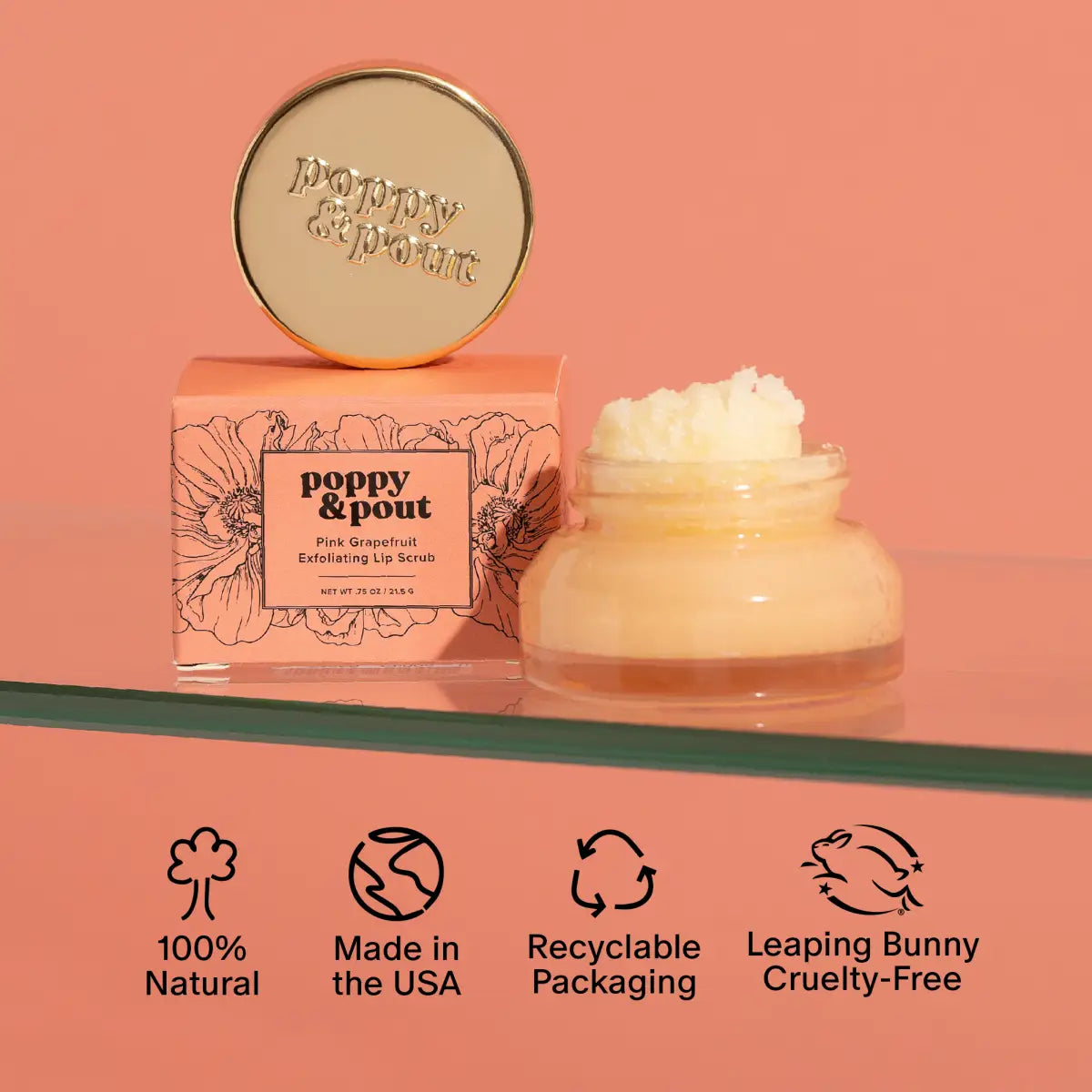 Lip Scrub - Pink Grapefruit - Poppy & Pout