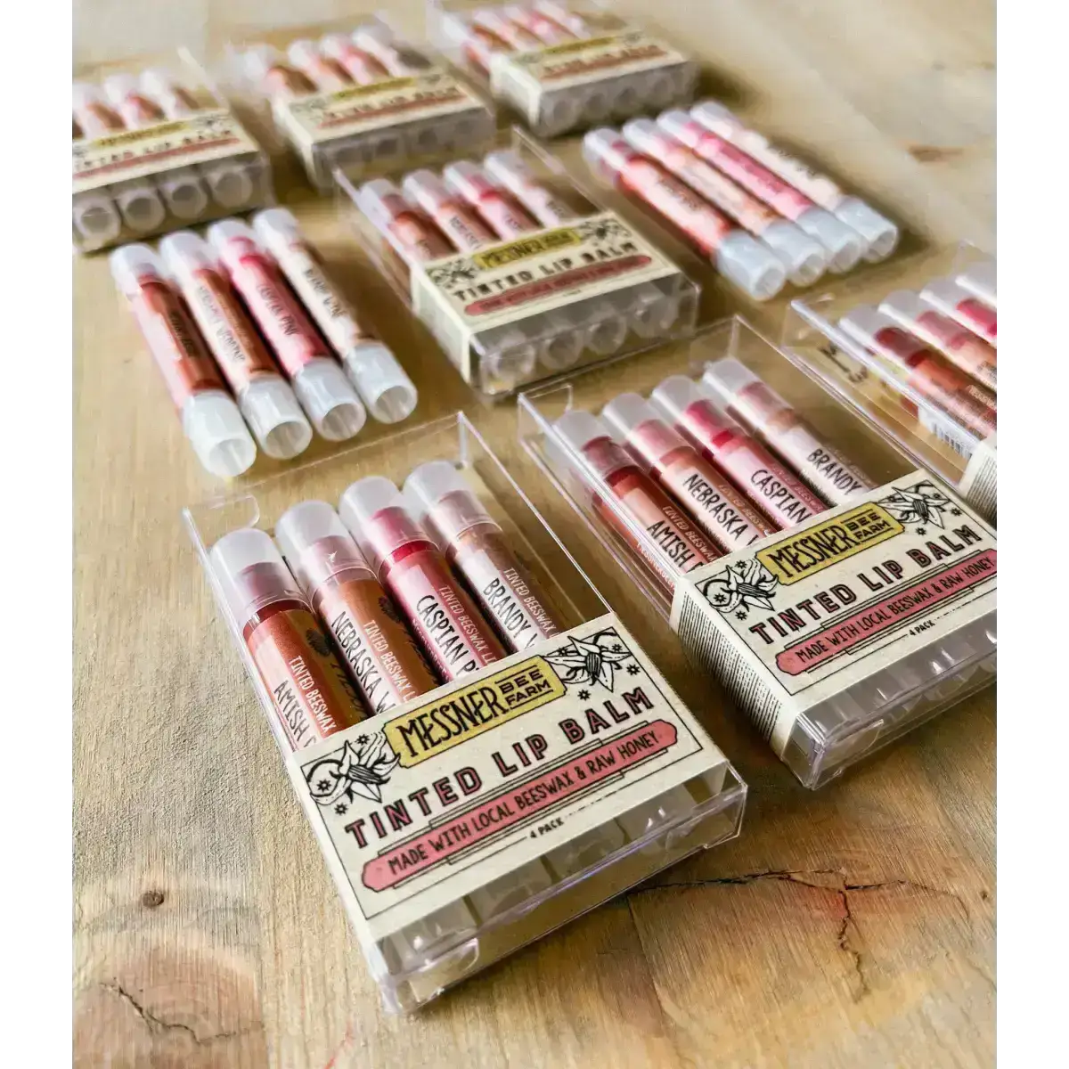 Lip Tint Balm Set - Raw Honey & Beeswax - Pack of 4 - Messner Bee Farm
