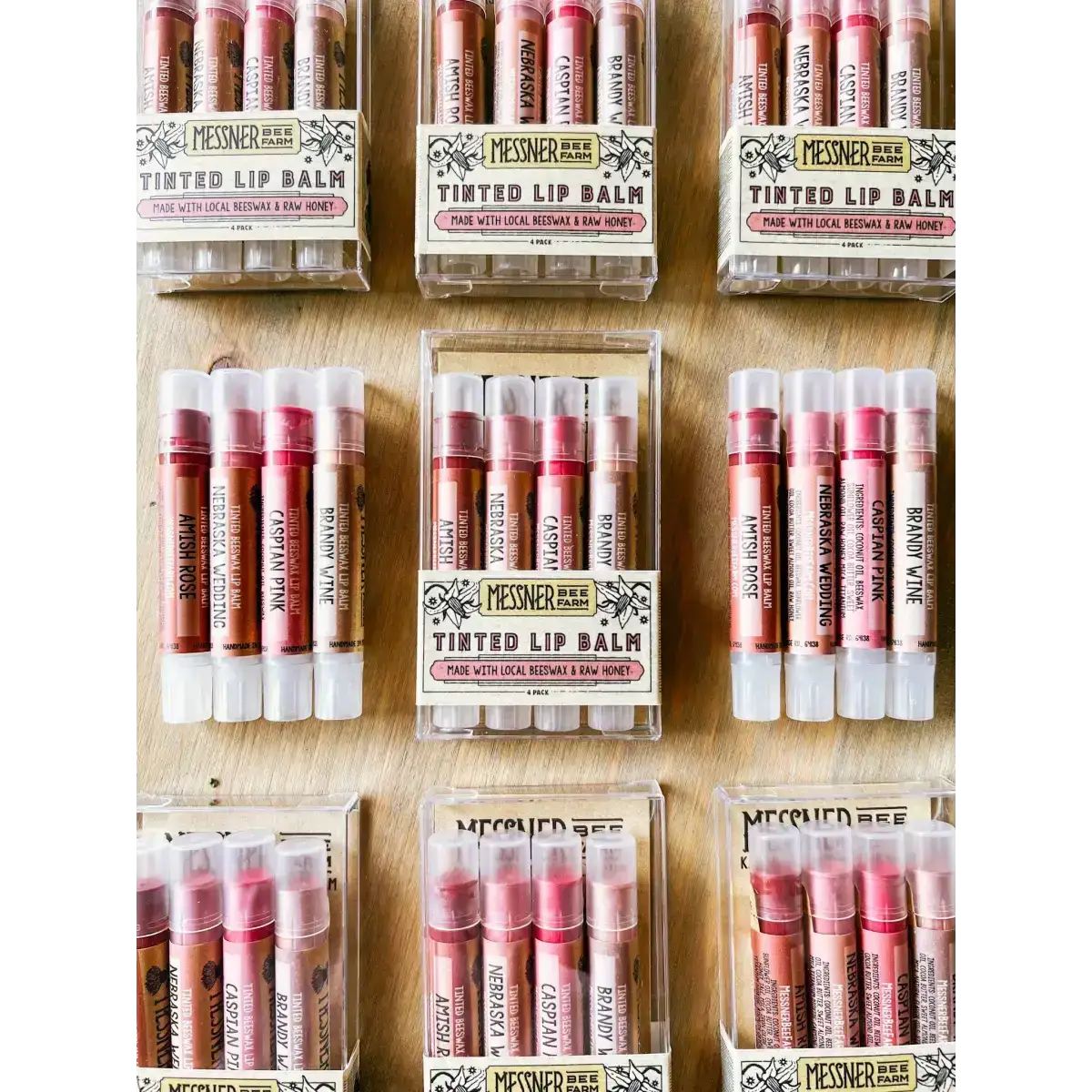Lip Tint Balm Set - Raw Honey & Beeswax - Pack of 4 - Messner Bee Farm