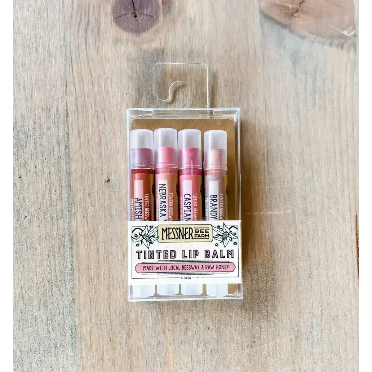 Lip Tint Balm Set - Raw Honey & Beeswax - Pack of 4 - Messner Bee Farm