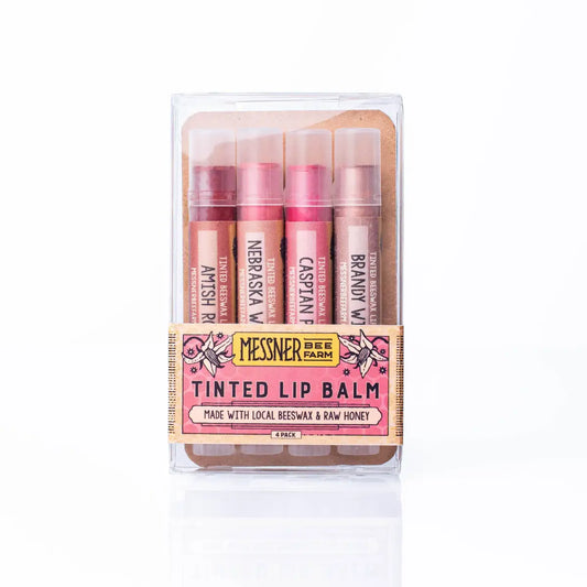 Lip Tint Balm Set - Raw Honey & Beeswax - Pack of 4 - Messner Bee Farm