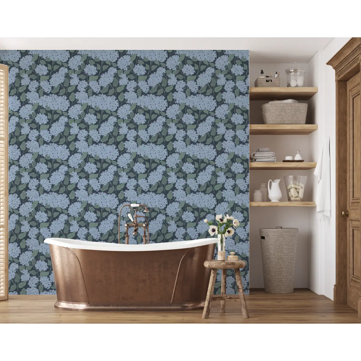 Lisette Wallpaper - Hydrangea - by Ashton Elizabeth - Loomwell Home Goods