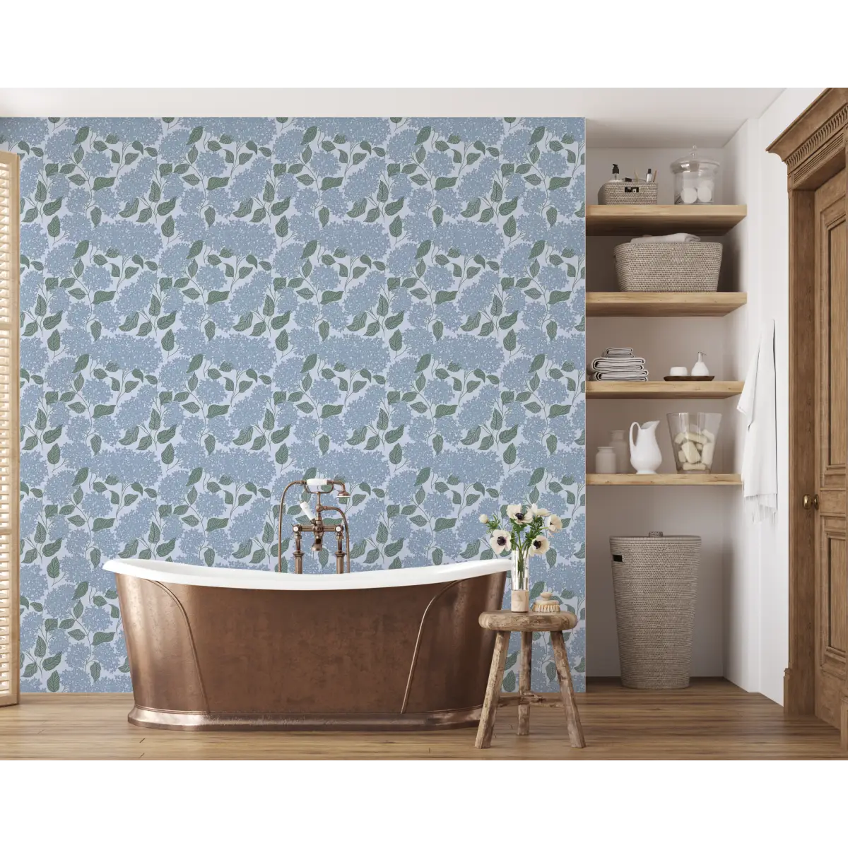 Lisette Wallpaper - Hydrangea - by Ashton Elizabeth - Loomwell Home Goods