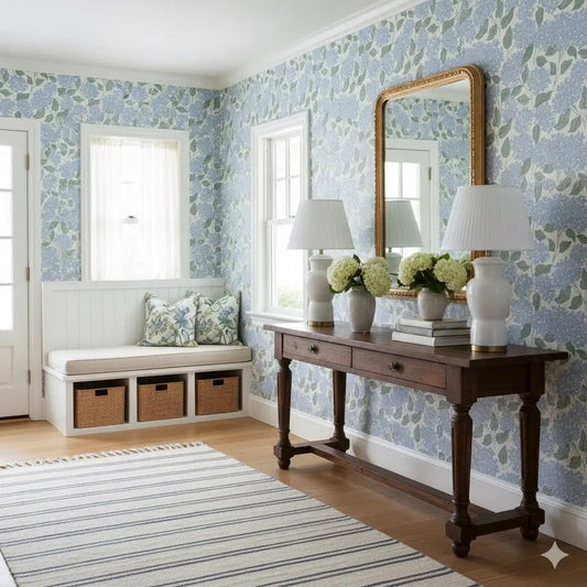 Lisette Wallpaper - Hydrangea - by Ashton Elizabeth - Loomwell Home Goods