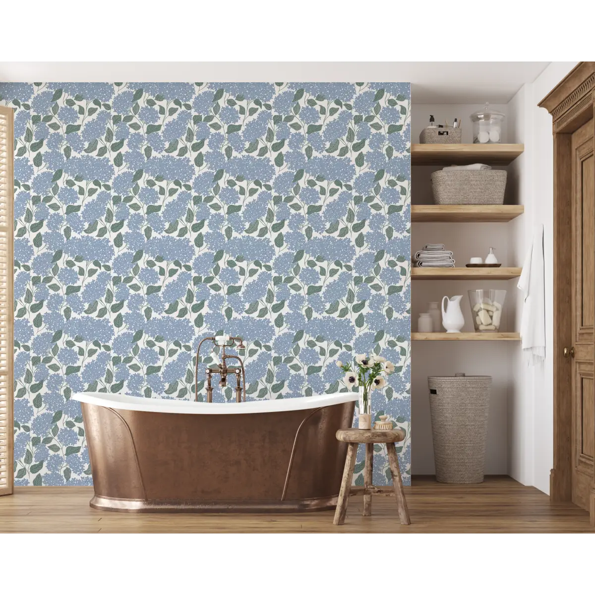Lisette Wallpaper - Hydrangea - by Ashton Elizabeth - Loomwell Home Goods