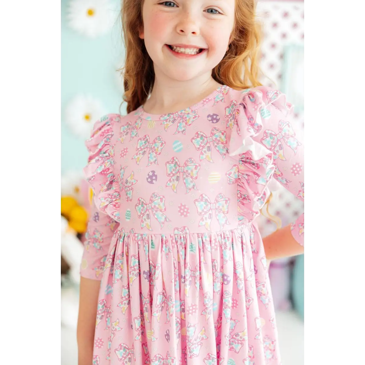 Ruffle Twirl Dress - Little Bow Peeps - Pink Bows - Mila & Rose ®