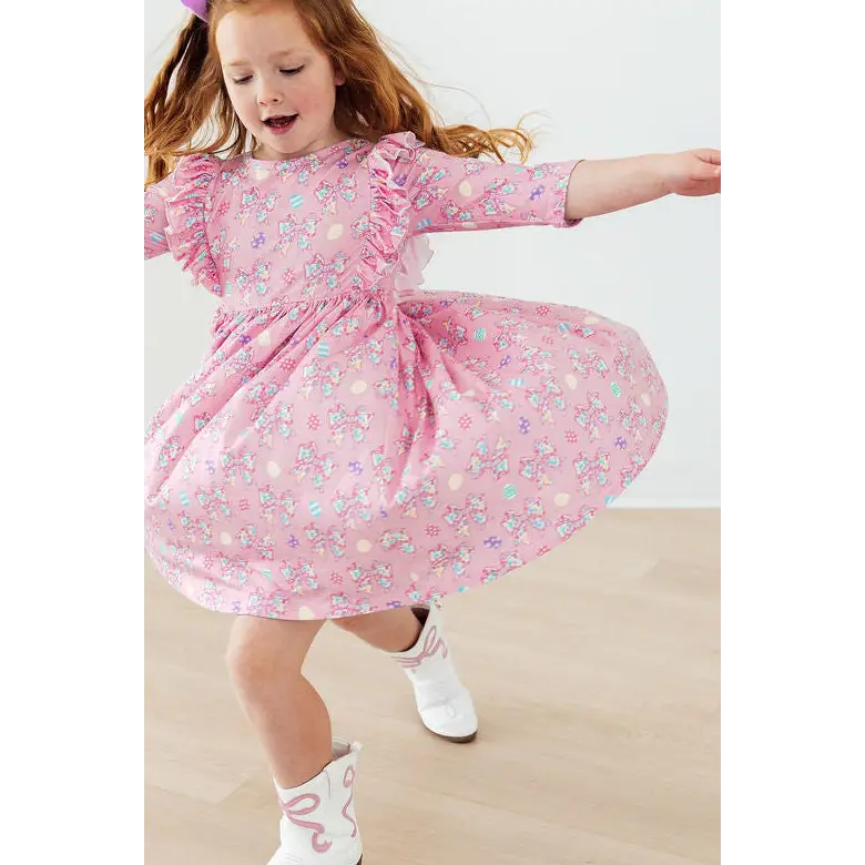 Ruffle Twirl Dress - Little Bow Peeps - Pink Bows - Mila & Rose ®