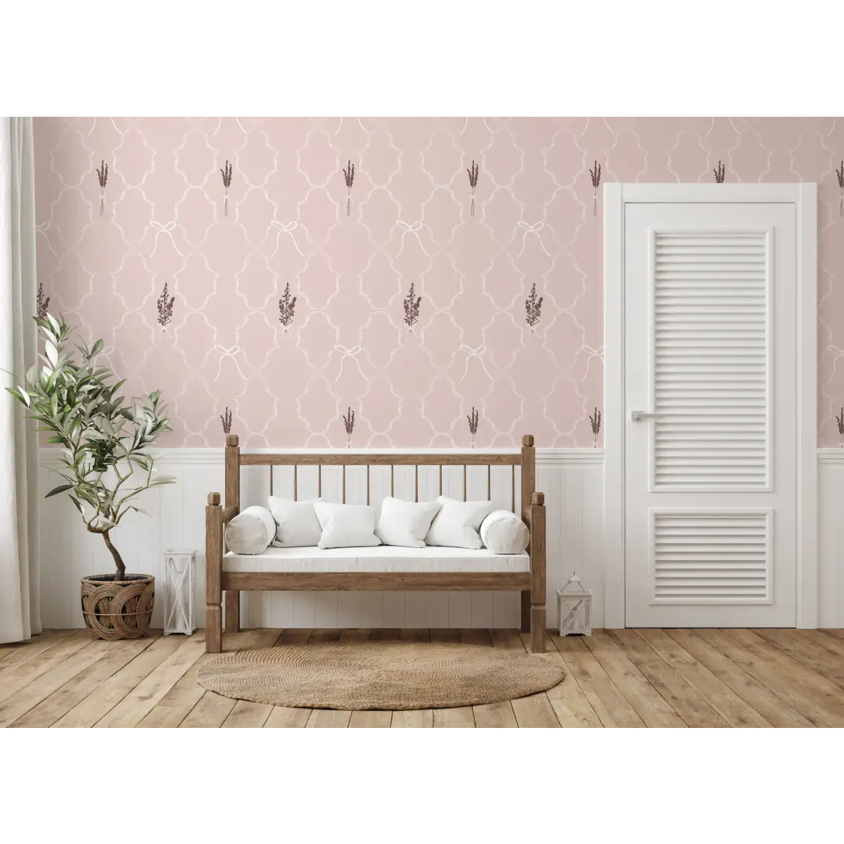 Livingston Wallpaper - Lavender and Bows - by Rusky Rose by Amy - Loomwell Home Goods