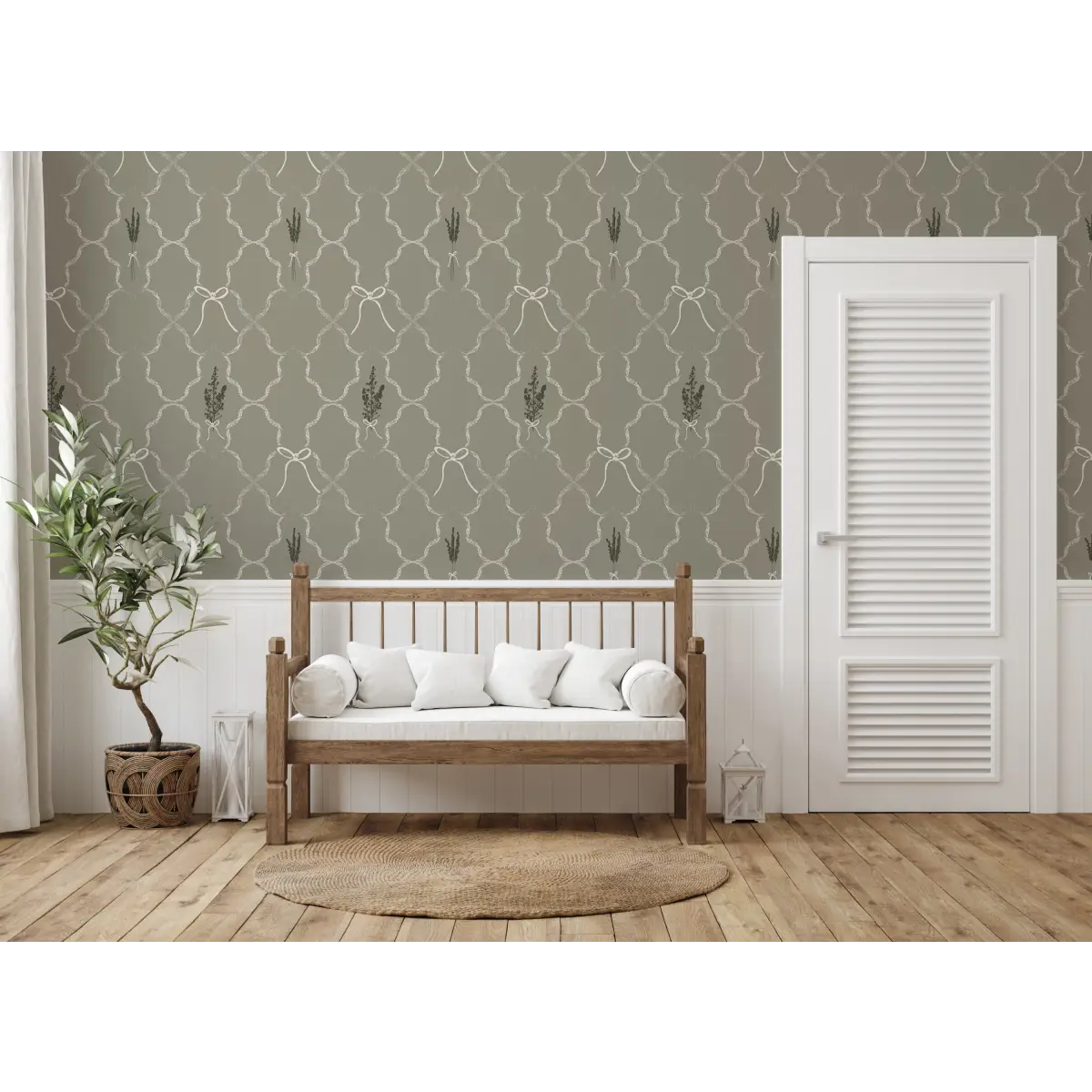 Livingston Wallpaper - Lavender and Bows - by Rusky Rose by Amy - Loomwell Home Goods