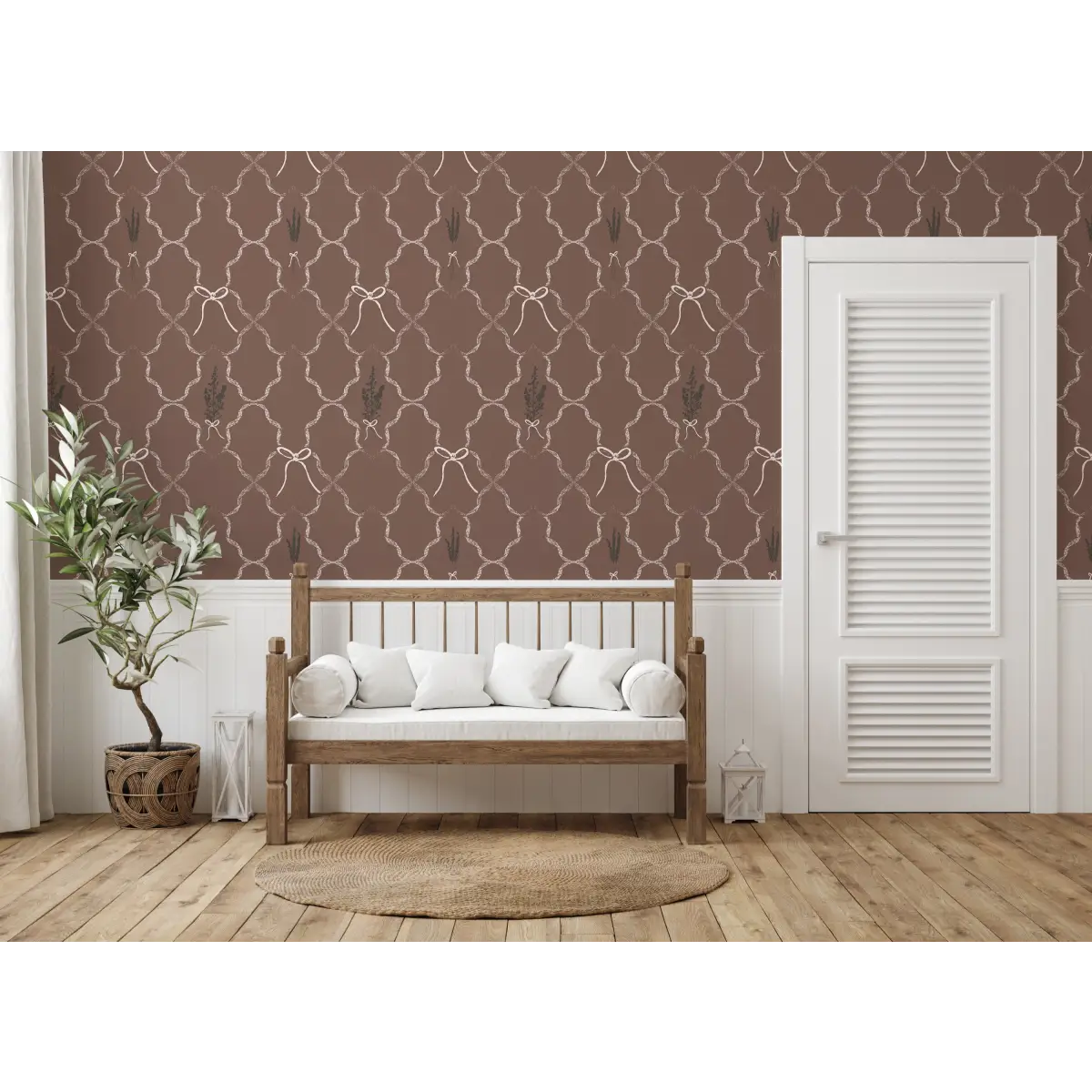 Livingston Wallpaper - Lavender and Bows - by Rusky Rose by Amy - Loomwell Home Goods