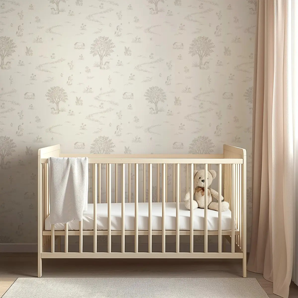 Locke Wallpaper - Unicorn Fields Line Drawing for Kids - by The Feral Flower - Loomwell Home Goods