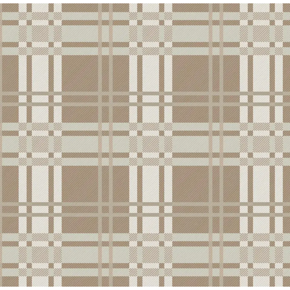 Lockwood Wallpaper - Large Scale Plaid - by Zenclover - Sample 1 foot by 1 foot / Brown and Sage - Loomwell Home Goods