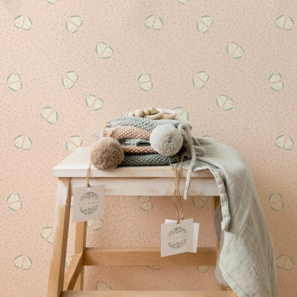 Lola Wallpaper - Butterflies among Dots - by House of Haricot - Loomwell Home Goods