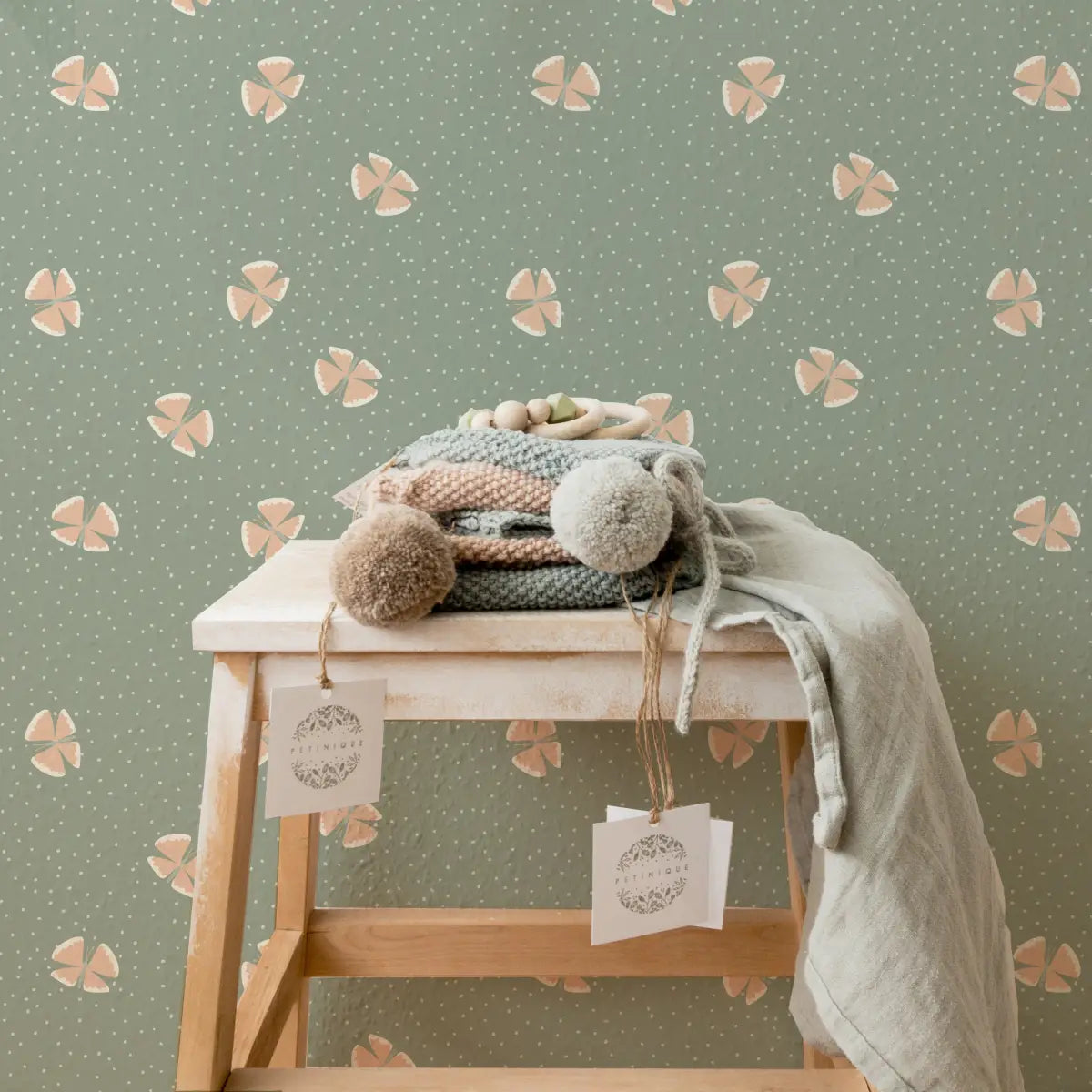 Lola Wallpaper - Butterflies among Dots - by House of Haricot - Loomwell Home Goods