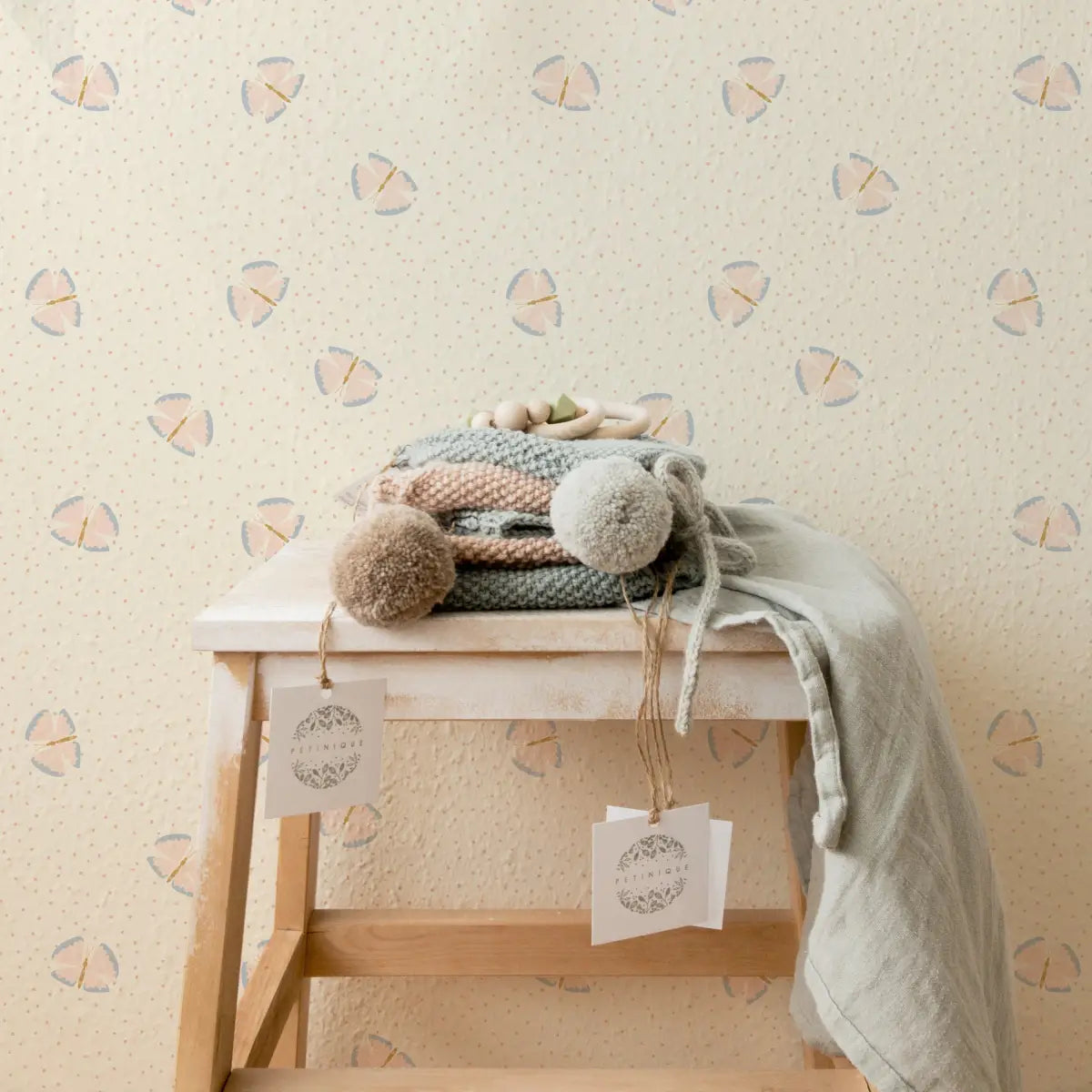 Lola Wallpaper - Butterflies among Dots - by House of Haricot - Loomwell Home Goods