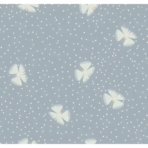 Lola Wallpaper - Butterflies among Dots - by House of Haricot - Sample 1 foot by 1 foot / Blue and Green - Loomwell