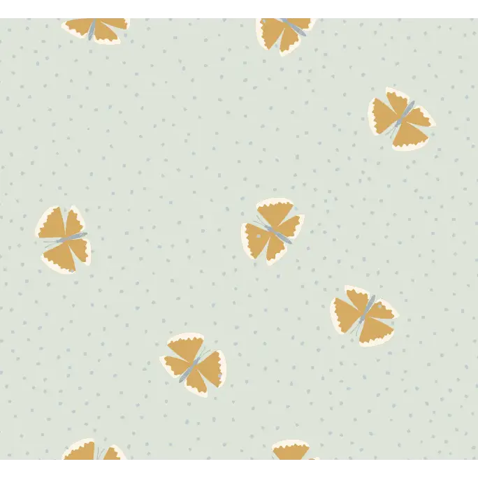 Lola Wallpaper - Butterflies among Dots - by House of Haricot - Sample 1 foot by 1 foot / Light Green - Loomwell Home