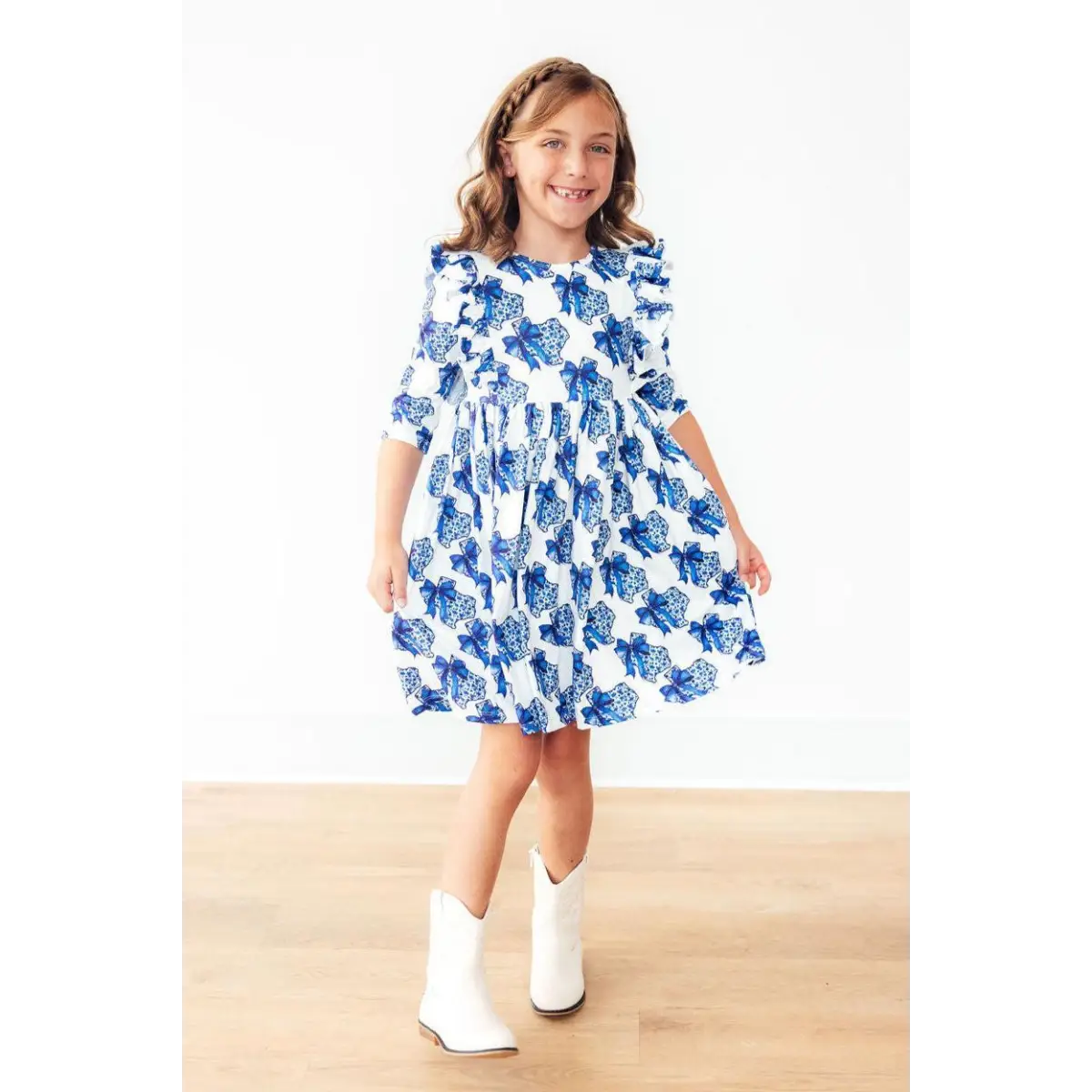 Lone Star 3/4 Sleeve Ruffle Twirl Dress - Mila & Rose ®