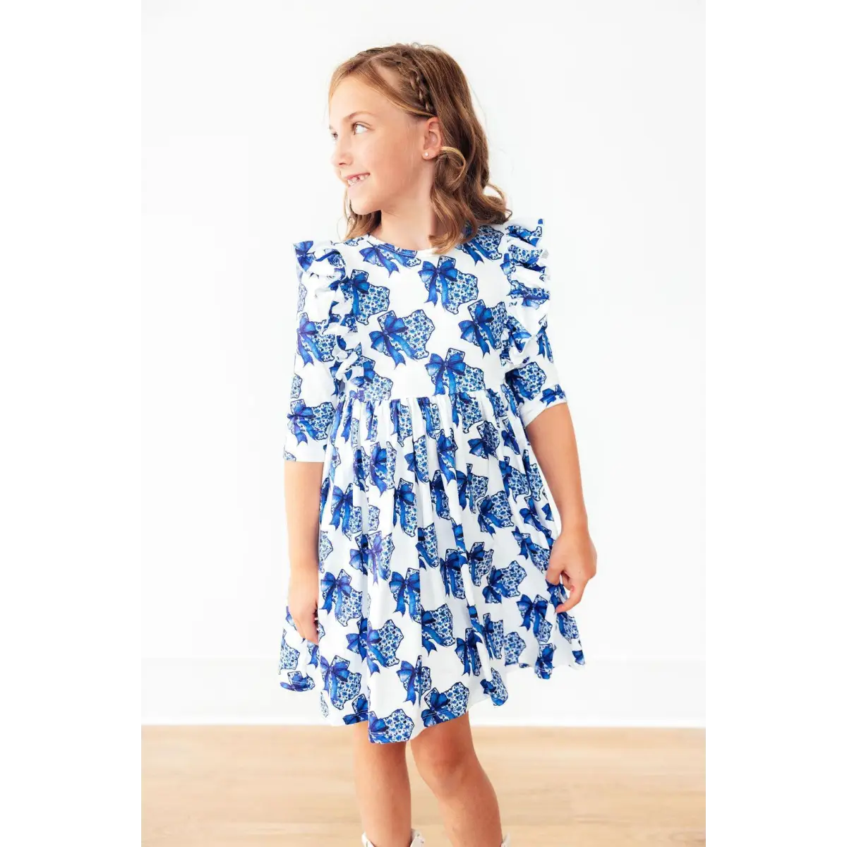 Lone Star 3/4 Sleeve Ruffle Twirl Dress - Mila & Rose ®