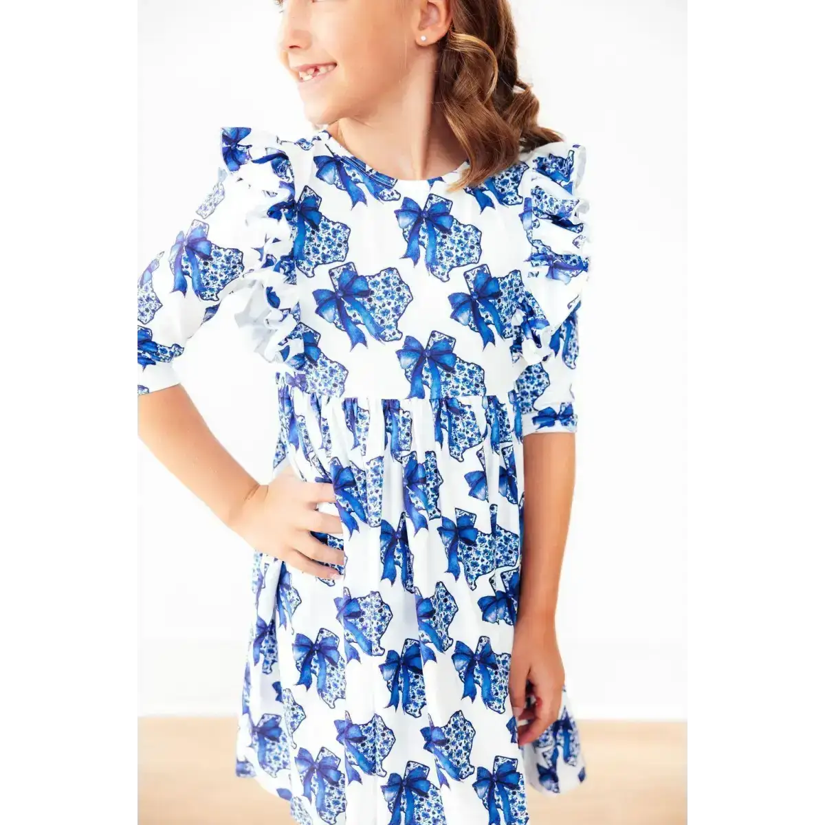 Lone Star 3/4 Sleeve Ruffle Twirl Dress - Mila & Rose ®