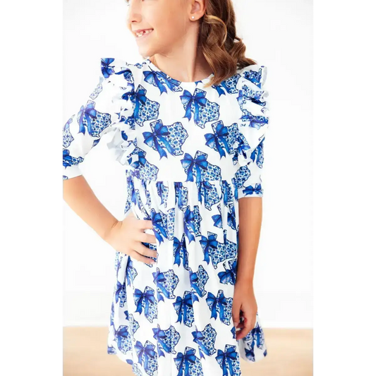 Lone Star 3/4 Sleeve Ruffle Twirl Dress - Mila & Rose ®