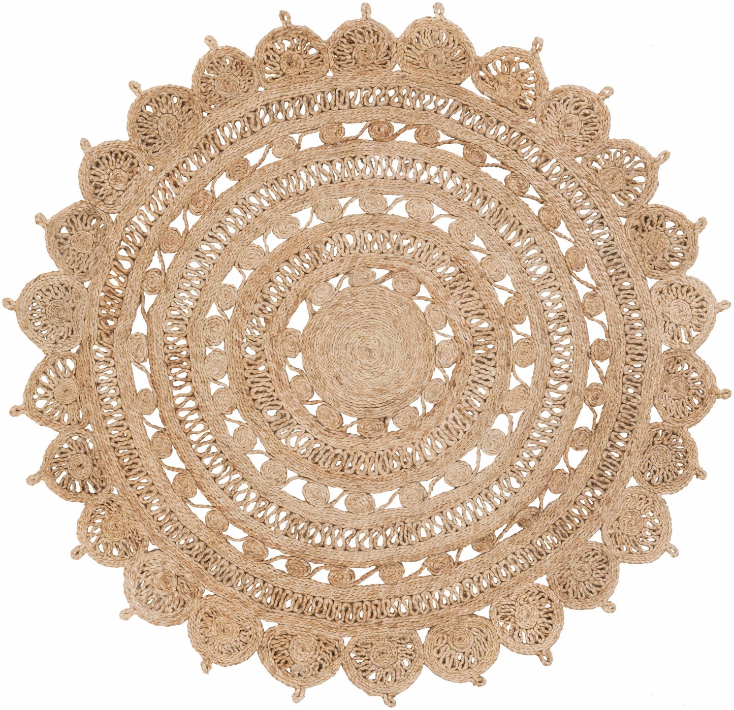 Round Boho Jute Rug - 3’ Round - Boutique Rugs