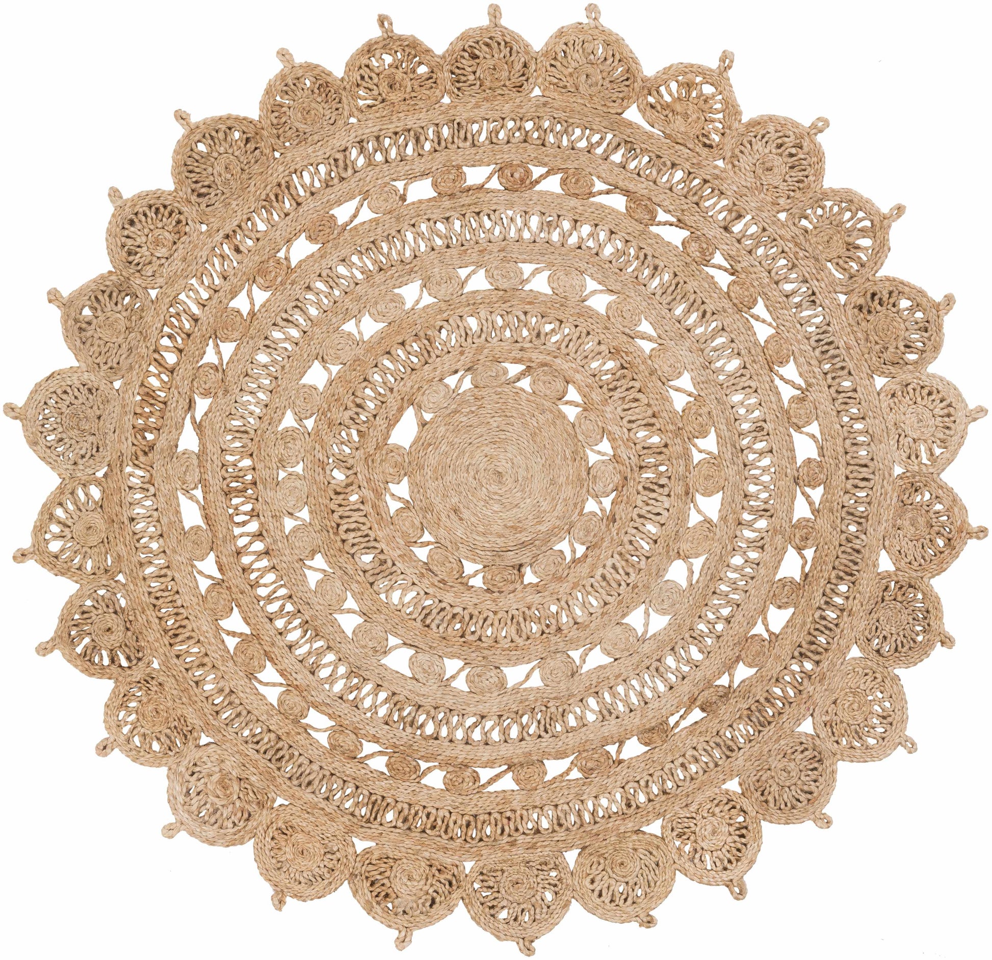 Round Boho Jute Rug - 3’ Round - Boutique Rugs