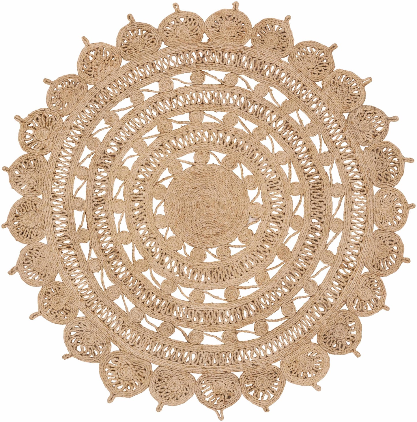 Round Boho Jute Rug - * 5’ Round - Boutique Rugs