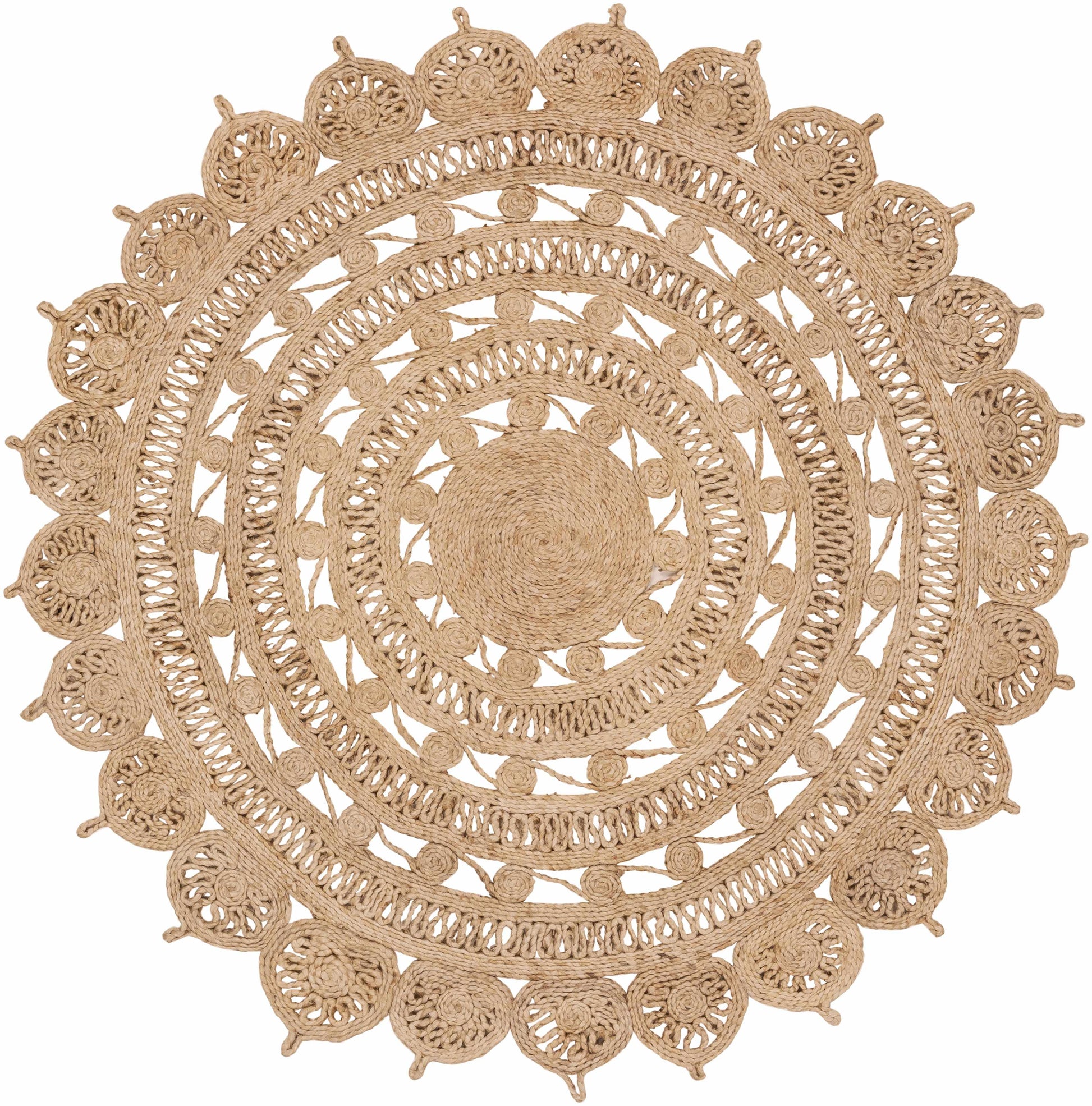 Round Boho Jute Rug - * 5’ Round - Boutique Rugs