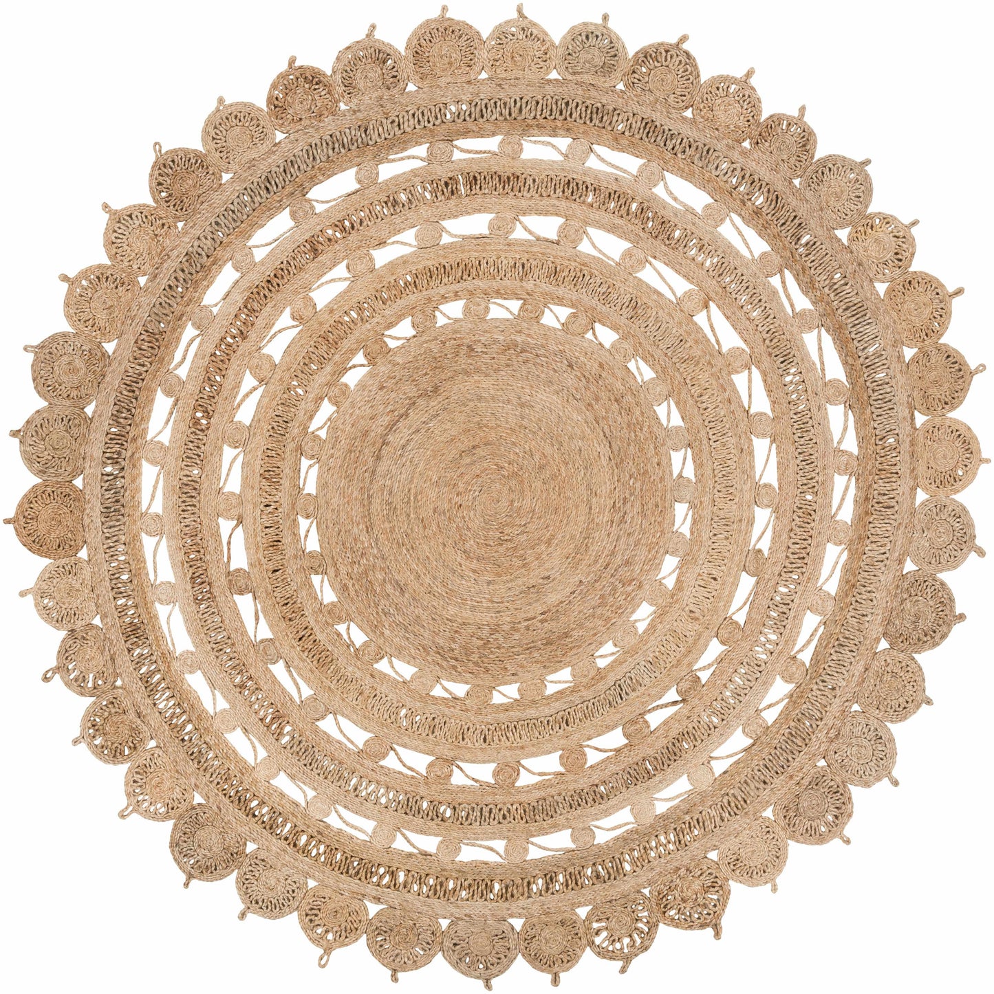Round Boho Jute Rug - * 8’ Round - Boutique Rugs