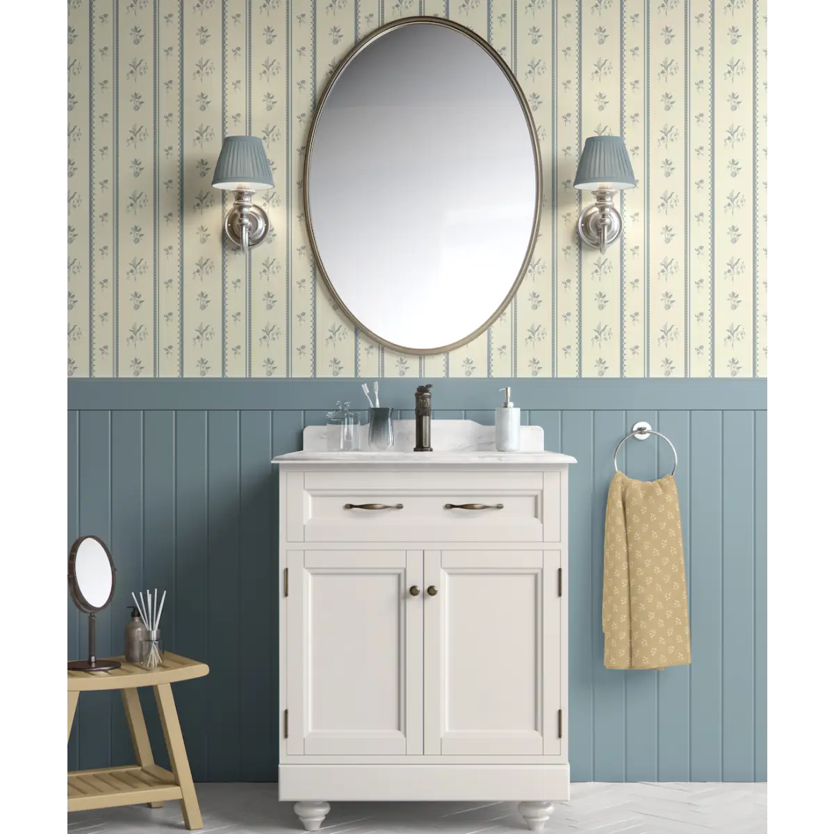 Lottie Wallpaper - Floral Stripe - by Ali Anni - Loomwell Home Goods