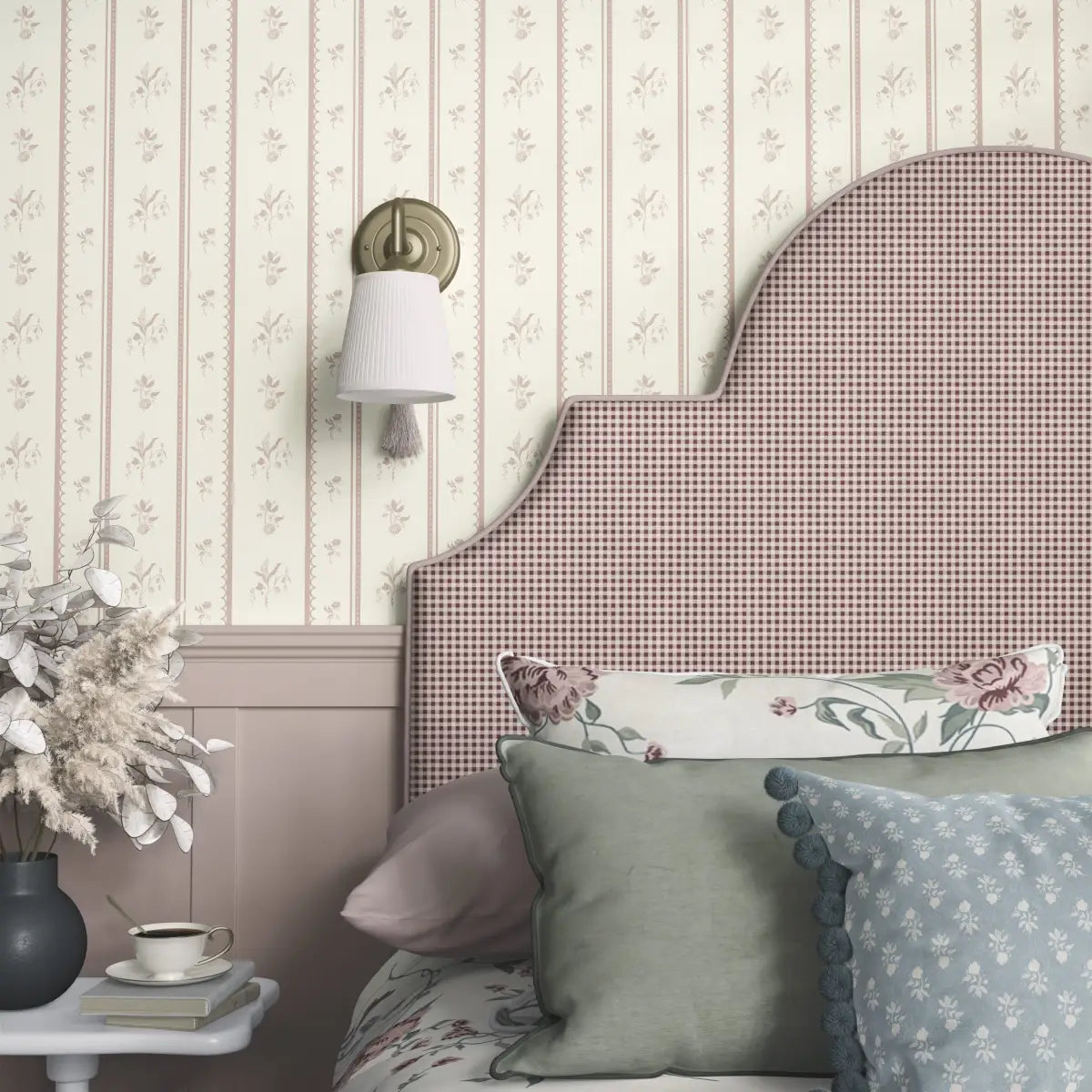 Lottie Wallpaper - Floral Stripe - by Ali Anni - Loomwell Home Goods