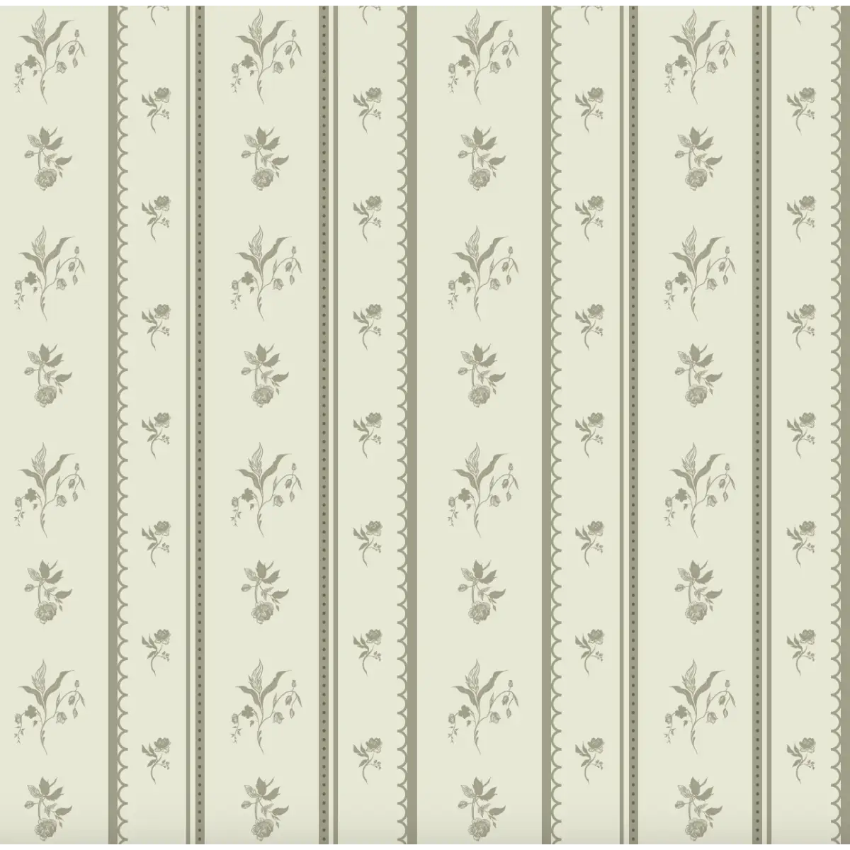 Lottie Wallpaper - Floral Stripe - by Ali Anni - Sample 1 foot by 1 foot / Green - Loomwell Home Goods
