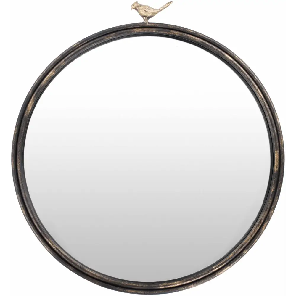Loughlinstown Gold Frame Round Mirror - 26’’H x 24’’W Round - Boutique Rugs