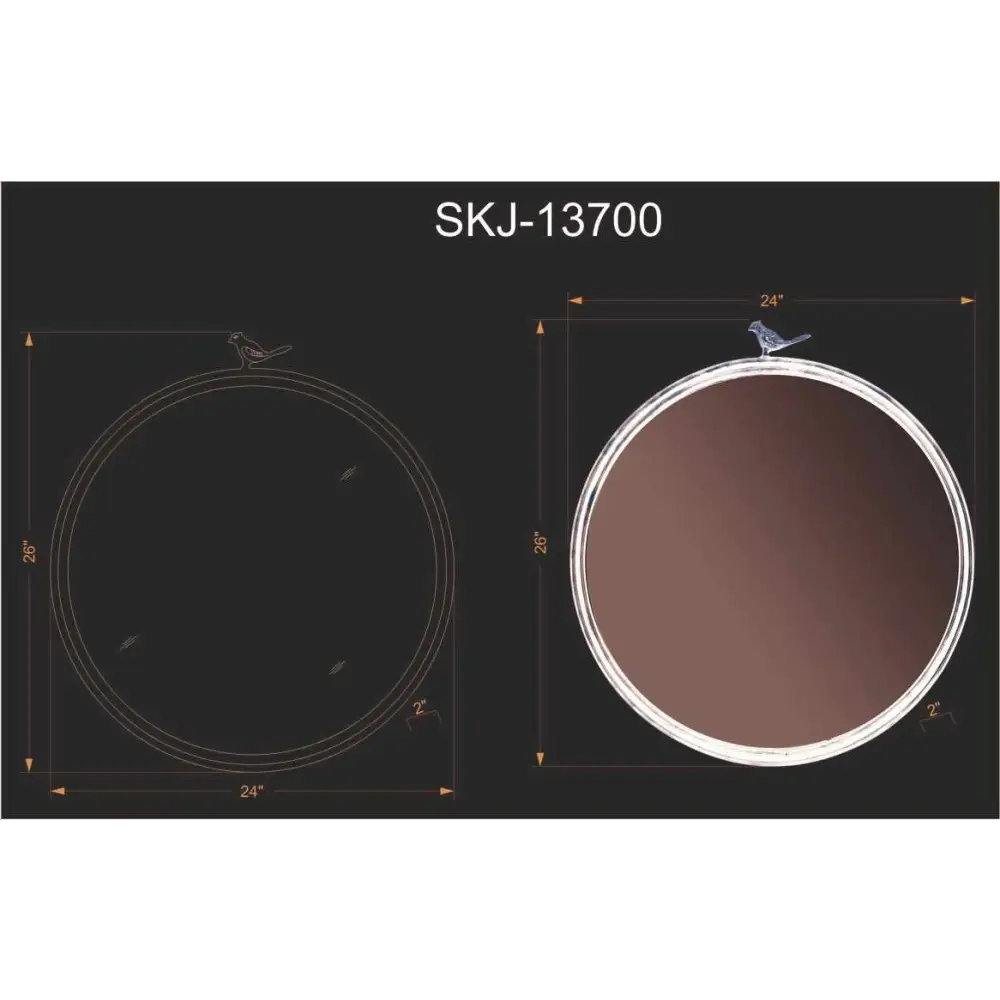 Loughlinstown Gold Frame Round Mirror - 26’’H x 24’’W Round - Boutique Rugs