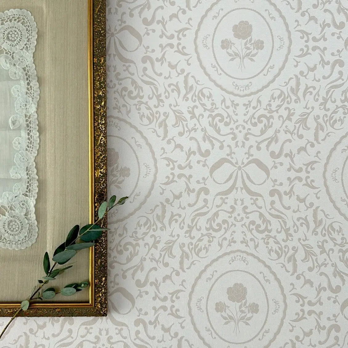 Louise Wallpaper - Framed Flowers and Bows - by Ali Anni - Loomwell Home Goods