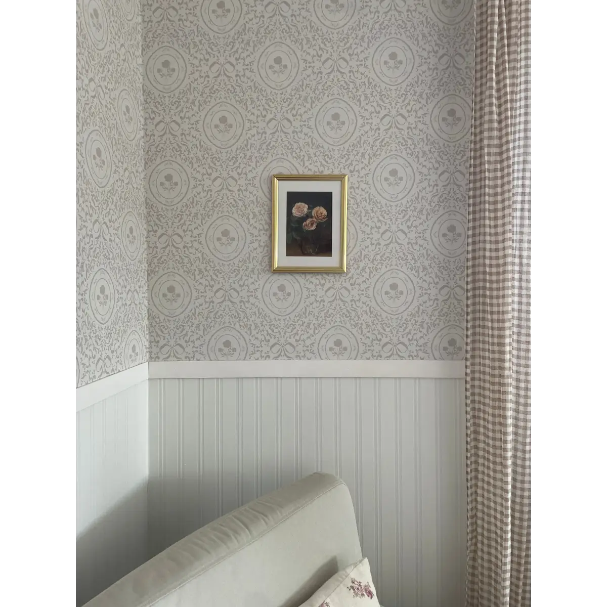 Louise Wallpaper - Framed Flowers and Bows - by Ali Anni - Loomwell Home Goods