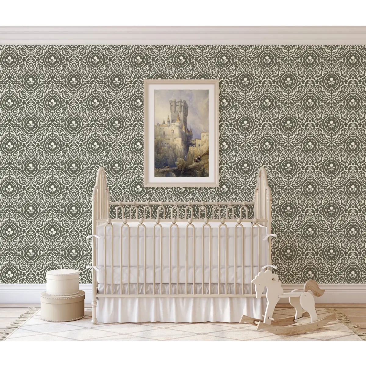 Louise Wallpaper - Framed Flowers and Bows - by Ali Anni - Loomwell Home Goods